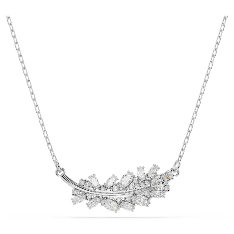 Vienna pendant Mixed cuts, Feather, White, Rhodium plated